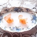 Flower earrings - orange organza Handmade