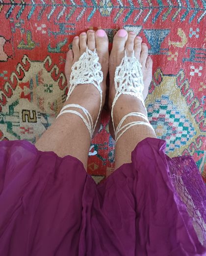 Barefoot Sandals - White, Crocheted