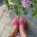 Barefoot Sandals. Crocheted. Bright Pink. Cotton blend. Handmade.