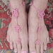 Barefoot Sandals. Crocheted. Dusky pink flowers. Cotton. Handmade.