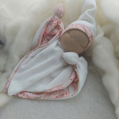 Pink and white waldorf cloth doll