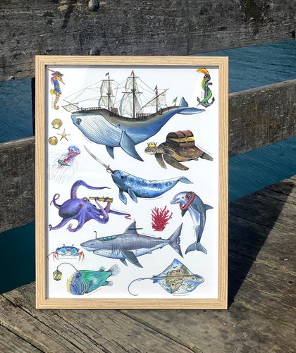 A4 Fine Art Print 'Creatures of the High Seas'