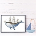 A3 Fine Art Print 'Set Sail Whale'