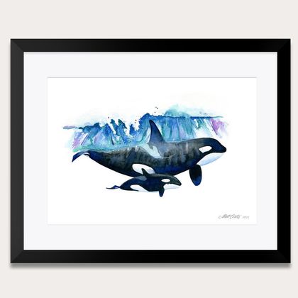  'Orca and Calf' Art Print