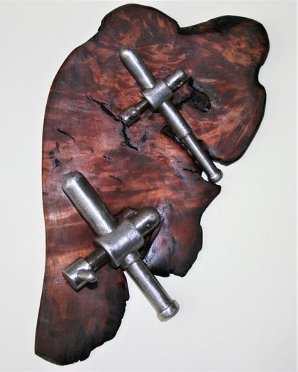 Antique industrial fittings matched with West Coast beech burl .... sale price