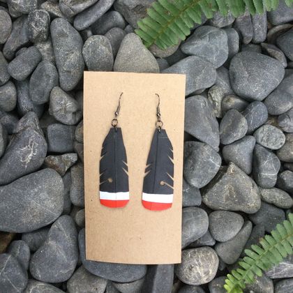 RereManu Huia koru feather inspired earrings  Tino Rangatiratanga