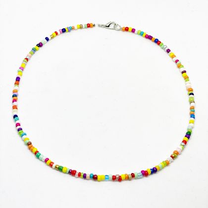 Multi colour Seed Bead choker Necklace 