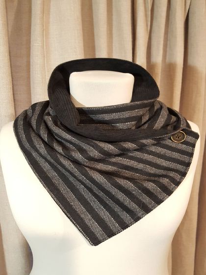 Neck Warmer Black/Charcoal Stripe with Black Contrast