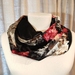 Infinity Scarf Velvet Floral Print with Black Contrast