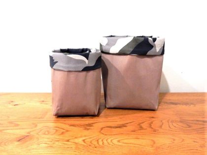 Fabric Storage Basket Set - Camo/Brown