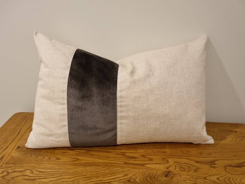 Neutral Linen & Velvet Cushion Cover - Rectangle | Felt