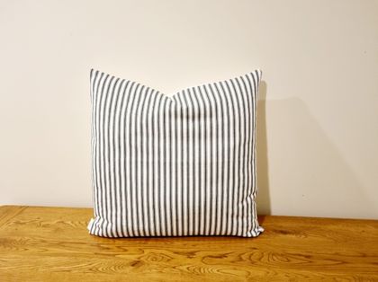Green Stripe Button Ticking Cushion Cover Square