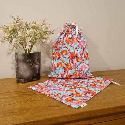Reusable Gift Bag Set - Flamingo Medium