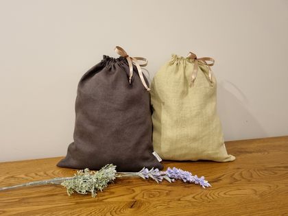 Reusable Gift Bag or Travel Bag Set - Linen Green
