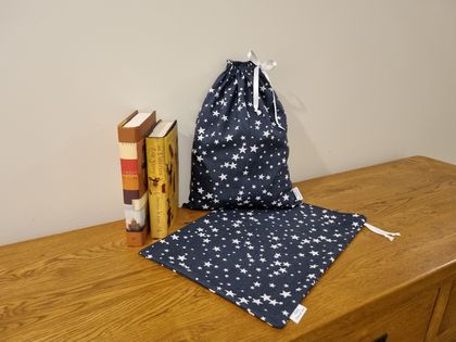 Reusable Gift Bag Set - Blue with Stars Medium