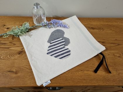 Reusable Gift Bag - Calico & Linen Hearts Medium