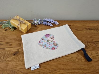 Reusable Gift Bag - Calico Floral Heart Small