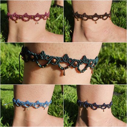 Looped Anklet - handwoven micro macrame