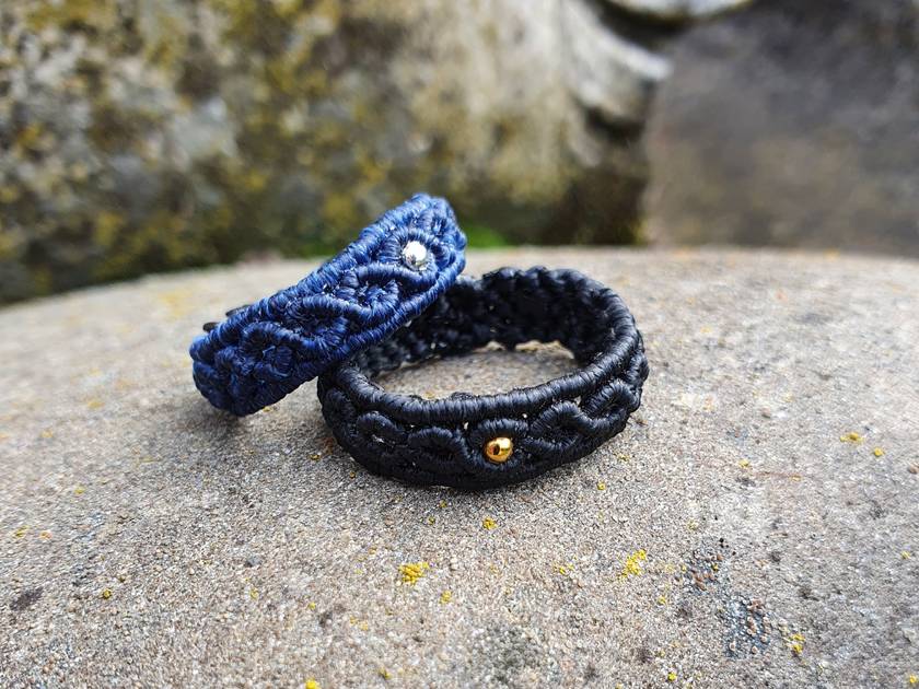 Twisted Band Ring - handwoven micro macrame
