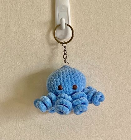Octopus Crochet Keyring Blue
