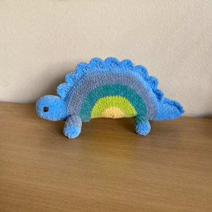 Crochet Dinosaur Toy Blue Rainbow