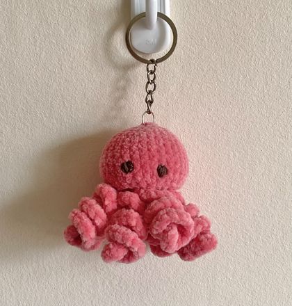 Octopus Crochet Keyring Pink
