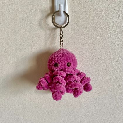 Octopus Crochet Keyring Magenta