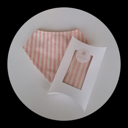 Bandana style bib in Pink Vintage Stripe