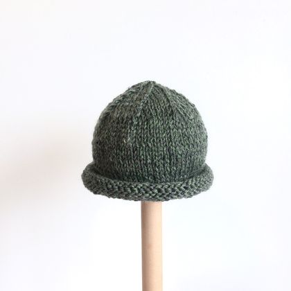 Hand Knit Baby Hat - Moss