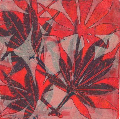 'Maple leaf - Spring'. monotype original artwork