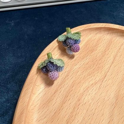 Micro Crochet - Grape Earrings handmade