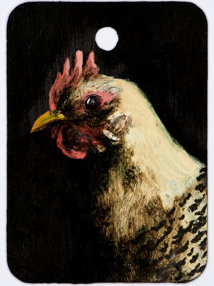 Tiny oil painting Hen Caravaggio
