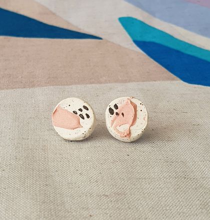 Abstract ceramic stud earrings
