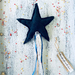 Navy Blue Linen Fairy Wand