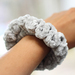 Light grey crochet scrunchie