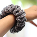 Dark grey crochet scrunchie