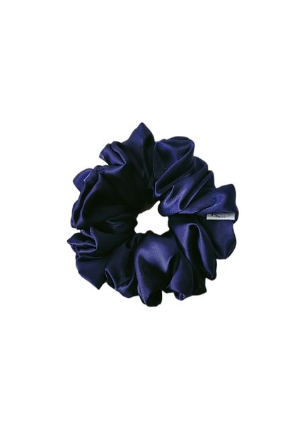 Blue Navy Satin scrunchie - Large