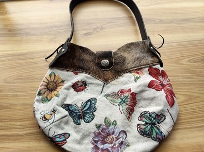 Hand bag Leather Fur Tapestry
