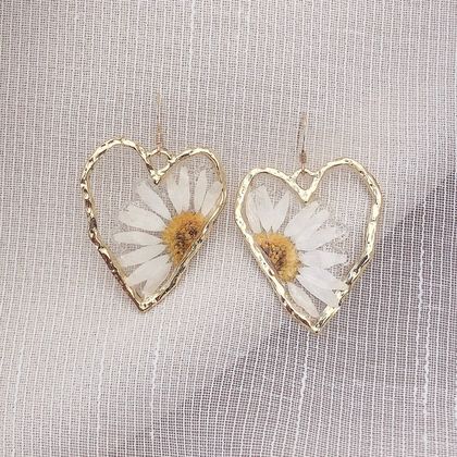 Half Daisy Real Flower Earring 14KGF~Free Shipping