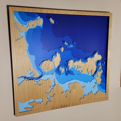 Wooden Contour Map - Hauraki Gulf
