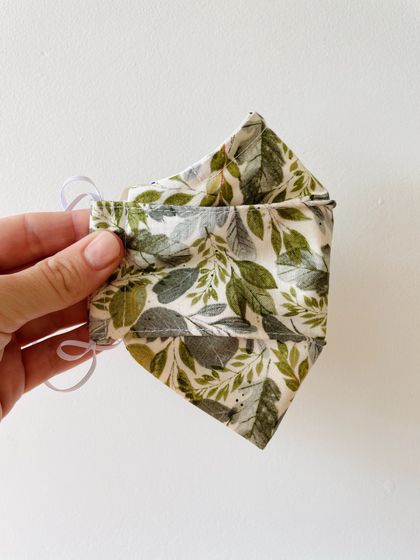 3 Layer Origami style Face mask with nose wire- Leaf print