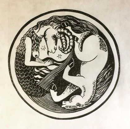 “The Yin  and Yang of Me”.  Original Handcarved Linocut.