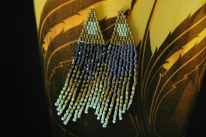 “Kakapo feathers”. Handmade glass earrings.