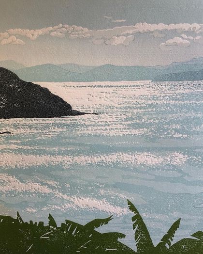 “Sunlight on the Water”. Original Limited Edition Linocut Print.