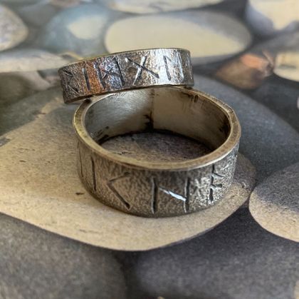 Handcrafted Viking Rune Ring Wide