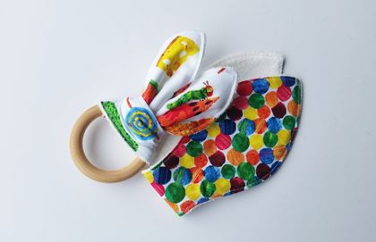 Baby Organic Teething Ring with fabric replacement "The Very Hungry Caterpillar"