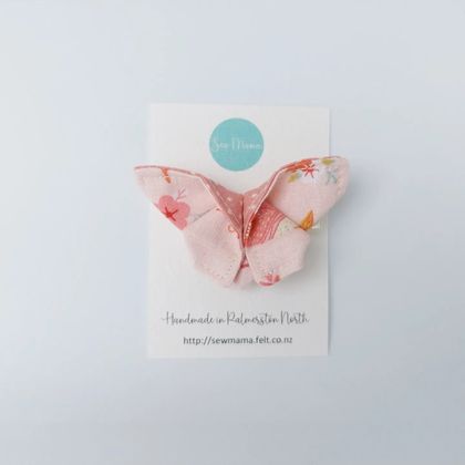 ORIGAMI Butterfly Hair Clip "Cherry Blossom with Feather"