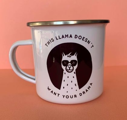 This Llama Doesn't Want Your Drama - Enamel Mug