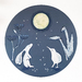  Moon Gazing - digital print of an original intaglio - with kiwi, hare and moon.