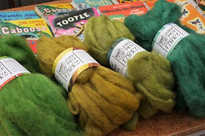 NZ Romney Wool Fibre 4 x 100g Hand Dyed Greens